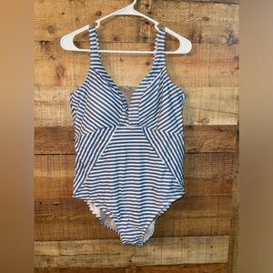 Time and Tru striped one piece Swimsuit